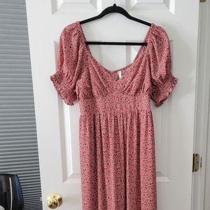 Floral Puff Sleeve Maternity Maxi Dress